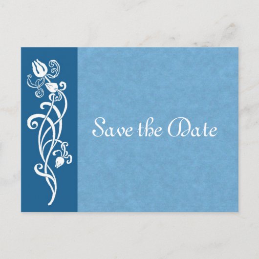 Tulip Vine on Blue Save the Date Postcard Ankündigungspostkarte (Vorderseite)