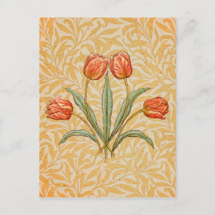 Tulip Vintag Coral Rustic Whimsical Wirbel Postkarte