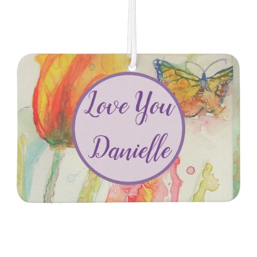 Tulip Watercolor Blume Kunst, Dichtung und Musik Autolufterfrischer (Vorderseite)