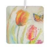 Tulip Watercolor Blume Kunst, Dichtung und Musik Autolufterfrischer (Rückseite)