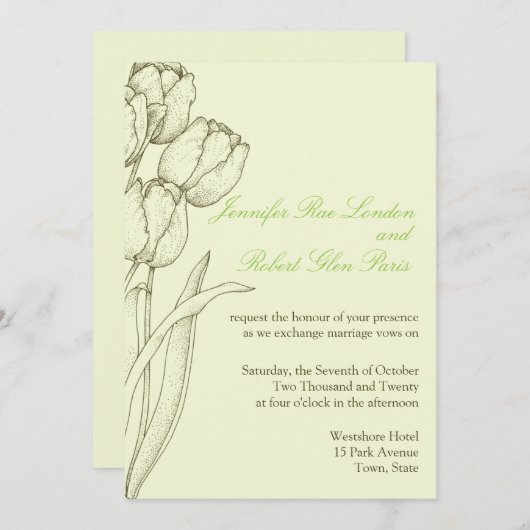 Tulip Wedding Einladungen Blume Design Floral (Vorne/Hinten)
