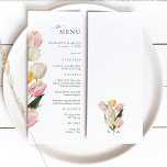 Tulip Wedding Menu Menükarte<br><div class="desc">Unser atemberaubendes Tulip Wedding Menu vereint Eleganz, Stil und zeitlose Schönheit. Dieses elegante Menü bietet handbemalte Aquarellbilder von Gelb, Rosa und Creme, die die köstliche Frische des Frühlings vereinen. Mit einem modernen minimalistischen Ansatz bringen diese Einladungen eine sanfte und dennoch raffinierte Touch, die Ihre Gäste zweifellos bezaubern wird. Lass unserer...</div>