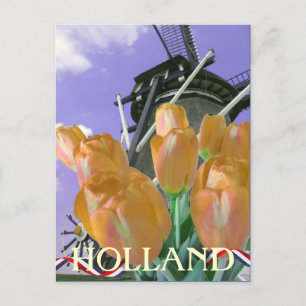 Tulip Windmill Art Holland Postcard Postkarte