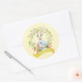 Tulip Wreath und Rabbit Happy Oaster Runder Aufkleber (Umschlag)