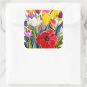 Tulips 2007 quadratischer aufkleber (Tasche)
