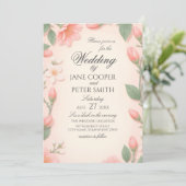 Tulips and blossoms floral Wedding Invitation Einladung (Stehend Vorderseite)
