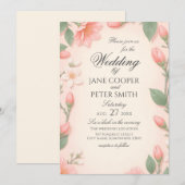 Tulips and blossoms floral Wedding Invitation Einladung (Vorne/Hinten)