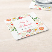 Tulips and Daffodils Spring Wedding Rechteckiger Pappuntersetzer (angewinkelt)