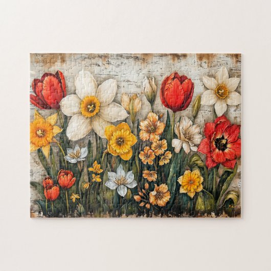 Tulips and Daffodils with Rustic Charm Puzzle (Horizontal)