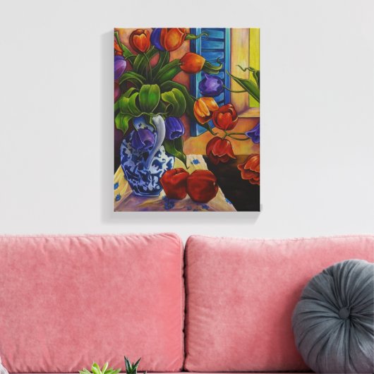 Tulips & Äpfel - Canvas Print Leinwanddruck (Insitu (Wohnzimmer))