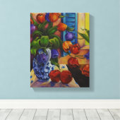 Tulips & Äpfel - Canvas Print Leinwanddruck (Insitu (Holzboden))
