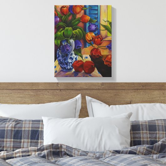 Tulips & Äpfel - Canvas Print Leinwanddruck (Insitu (Schlafzimmer))