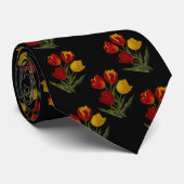 Tulips auf schwarz krawatte (Gerollt)