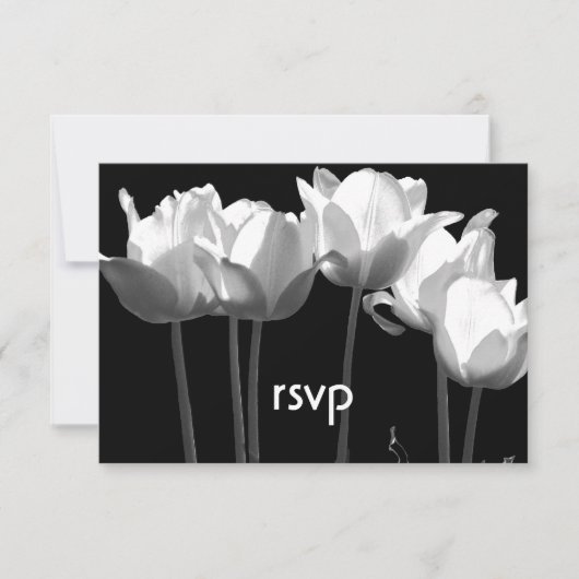 Tulips, B&W BAT MITZVAH RSVP Karten (Vorderseite)