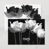 Tulips, B&W BAT MITZVAH RSVP Karten (Vorne/Hinten)