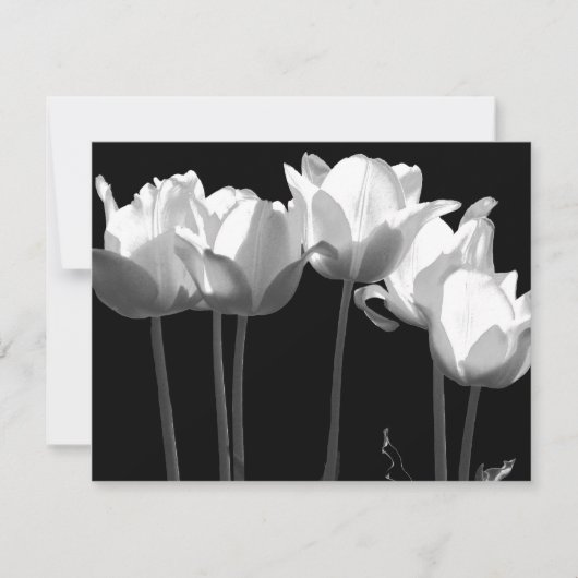 Tulips, B&W Wedding Einladung (Vorderseite)