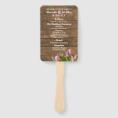 Tulips & Barnwood Hochzeitsprogramm Handfans Fächer (Vorderseite)