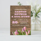Tulips & Barnwood Ostereinladung Einladung (Stehend Vorderseite)