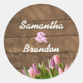 Tulips & Barnwood Pastel Personalisiert Stickers