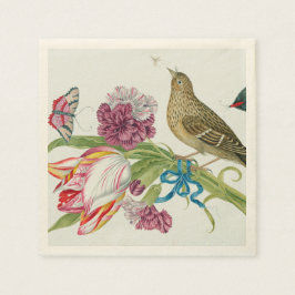 Tulips, Bird Butterfly Kunstpapier Napkins Serviette