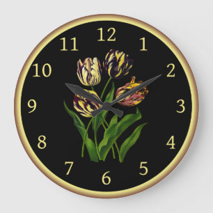 Tulips Bizarres 002 ~ Botanische Kunst ~ Große Wanduhr