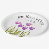 Tulips Blume Aquarell Frühjahr Rustikale Hochzeit Pappteller (Schrägansicht)