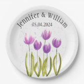 Tulips Blume Aquarell Frühjahr Rustikale Hochzeit Pappteller (Vorderseite)