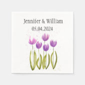 Tulips Blume Aquarell Frühjahr Rustikale Hochzeit Serviette (Vorderseite)