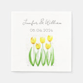 Tulips Blume Aquarell Gelbe Rustikale Hochzeit Serviette (Vorderseite)