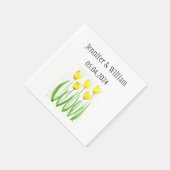 Tulips Blume Aquarell Gelbe Rustikale Hochzeit Serviette (Ecke)