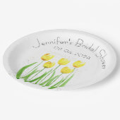 Tulips Blume Aquarell Gelbes Brautparty Pappteller (Schrägansicht)