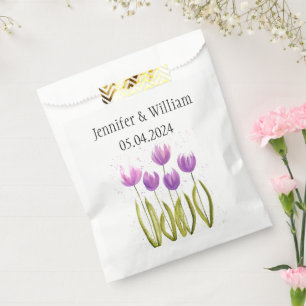 Tulips Blume Aquarell Lila Rustikale Hochzeit Geschenktütchen