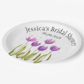 Tulips Blume Aquarellfarben Frühjahr Brautparty Pappteller (Schrägansicht)