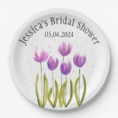 Tulips Blume Aquarellfarben Frühjahr Brautparty Pappteller (Vorderseite)