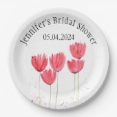 Tulips Blume Aquarellfarben Frühjahr Brautparty Pappteller (Vorderseite)