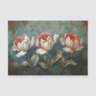 Tulips Blume Rot und Weiß Streifen Decoupage Seidenpapier