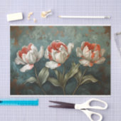 Tulips Blume Rot und Weiß Streifen Decoupage Seidenpapier (Handwerk)