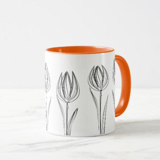 Tulips Blume Zeichnend Gärtnerische Tasse (VorderseiteRechts)
