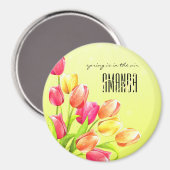 Tulips Bouquet Monogram Magnet (Vorderseite/Rückseite)