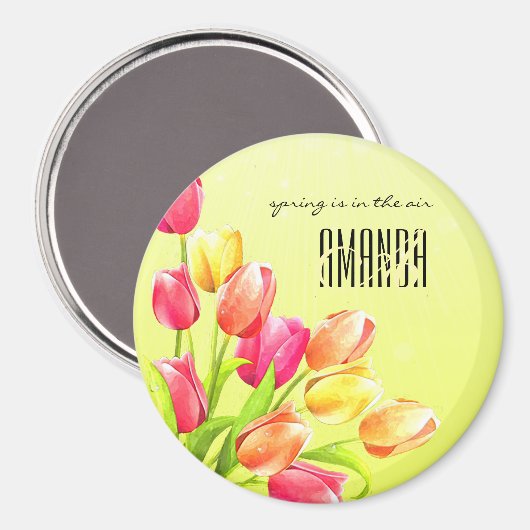 Tulips Bouquet Monogram Magnet (Vorderseite/Rückseite)