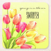 Tulips Bouquet Monogram Rechteckiger Pappuntersetzer (Vorderseite)