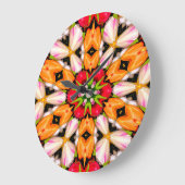 Tulips Bouquet Pattern Große Wanduhr (Winkel)