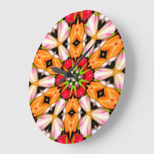 Tulips Bouquet Pattern Große Wanduhr (Winkel)