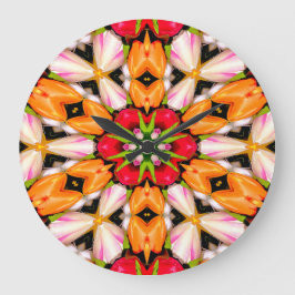 Tulips Bouquet Pattern Große Wanduhr