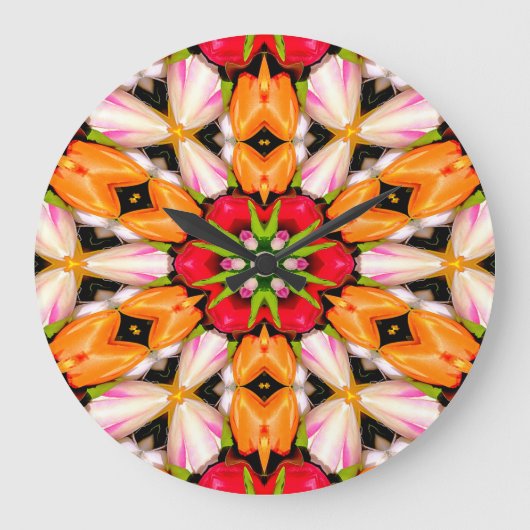 Tulips Bouquet Pattern Große Wanduhr (Vorderseite)