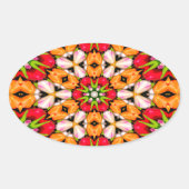 Tulips Bouquet Pattern Ovaler Aufkleber (Vorderseite)
