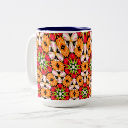 Tulips Bouquet Pattern Zweifarbige Tasse (Vorderseite Links)