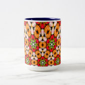 Tulips Bouquet Pattern Zweifarbige Tasse (Mittel)