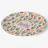 Tulips Brautparty Personalisiert Pappteller (Schrägansicht)