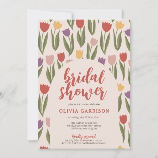 Tulips Bridal Dusche Einladung (Vorderseite)